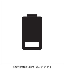 Black minimum charged battery icon isolated on white background