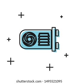 Black Mining farm icon isolated on white background. Cryptocurrency mining, blockchain technology, bitcoin, digital money market, wallet.  Vector Illustration
