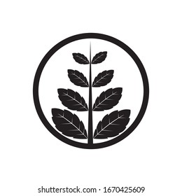 black, mint leaf logo vector