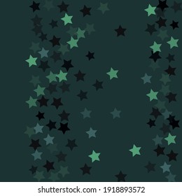 Black Mint  Neon Simple Magic Original Night Background. Dark  Olive Christmas Party Sky Seamless Vector. Green Holiday Bright Stars Sparkle Illustration. Cold Black Dark Modern Design Backdrop.