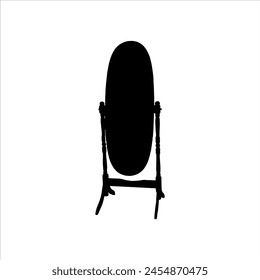 Black mirror frame silhouette isolated on white background. Mirror frame icon vector illustration.