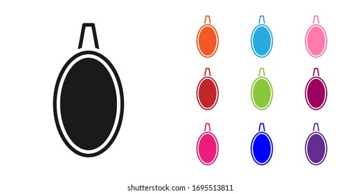 Icono de espejo negro aislado en fondo blanco. Establecer iconos coloridos. Ilustración vectorial
