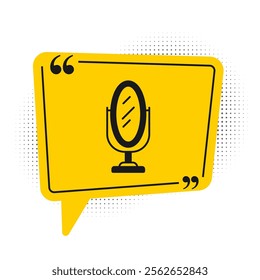 Black Mirror icon isolated on white background. Yellow speech bubble symbol. Vector