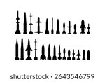 Black missile icon collection. Combat rocket weapons. Set of weapon and rocket symbol. Missile silhouette collection. Vector eps 