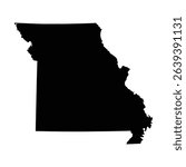 Black Missouri state map on white background