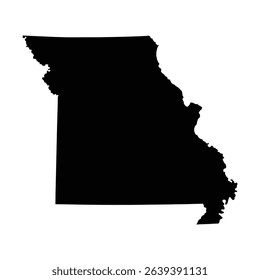 Black Missouri state map on white background