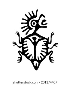 black mite or beetle in native style, vector illustration
