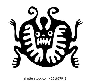 black mite or beetle in native style, vector illustration