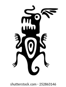 black mite or beetle in native style, vector illustration