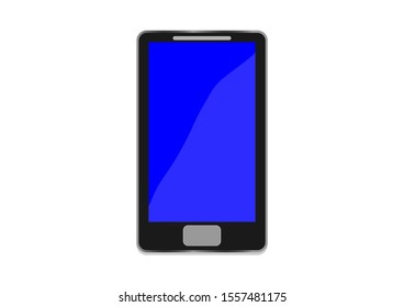 Black mobile, blue screen and sleek