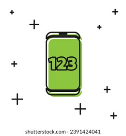 Black Mobile calculator smartphone interface icon isolated on white background. Mathematical application on phone display.  Vector Illustration