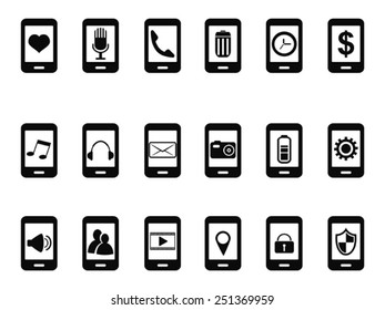 black mobile icons set