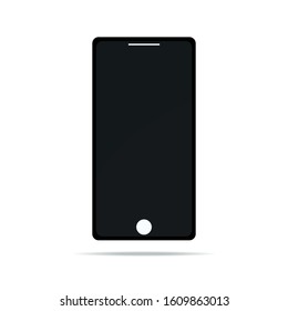 Black mobile phone with blank screen isolated on white background. Vector eps10 illustration