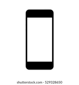 Black mobile phone with blank screen isolated on white background - Vector