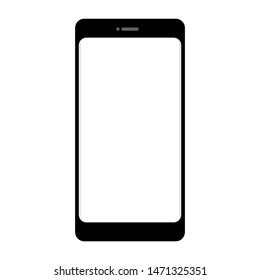 black mobile phone with blank white screen isolated on white background. vector illustration