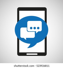 black mobile phone bubble speech network vector illustration eps 10