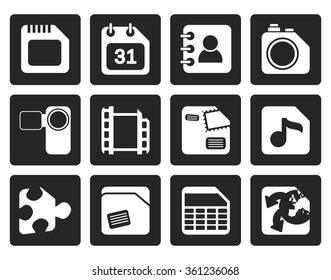 Black Mobile Phone, Computer and Internet Icons - Vector Icon Set