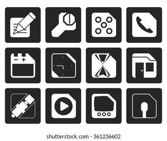 Black Mobile Phone, Computer and Internet Icons - Vector Icon Set 2