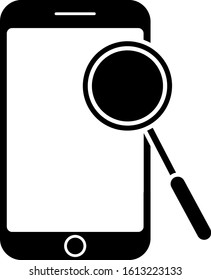 Black Mobile phone diagnostics icon isolated on white background. Adjusting app, service, setting options, maintenance, repair, fixing.  Vector Illustration