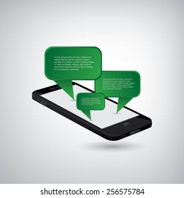 Black mobile phone graphics with green bubbles,eps10