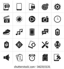 Black Mobile Phone Interface icons - vector icon set