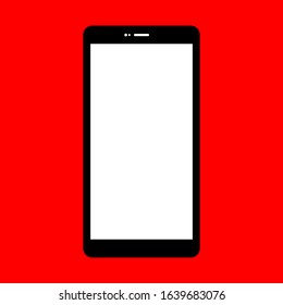 black mobile phone isolated on red background. vector illustration
