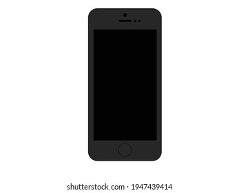 black mobile phone isolated on white background