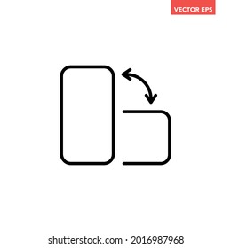 Black mobile phone rotation line icon, simple digital horizontal rotation flat design pictogram, infographic vector for app logo web button ui ux interface elements isolated on white background