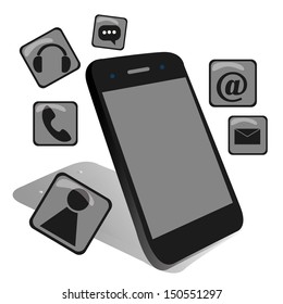 A black mobile phone with some applications