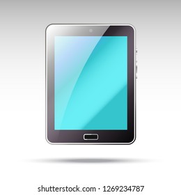 Black Mobile Phone and Tablet Computer.  Blue Technology Screen. Vector illustration.