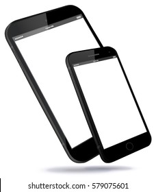 Black Mobile Phone and Tablet Computer Vector illustration
