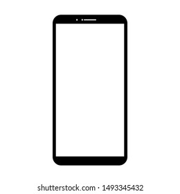 black mobile phone with white blank screen for add picture or words isolated on white background. vector illustration