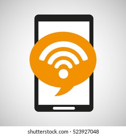 black mobile phone wifi connected network vector illustration eps 10