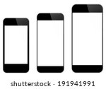 Black Mobile Phones Comparison Between Similar iPhone 5 And iPhone 6 Isolated On White