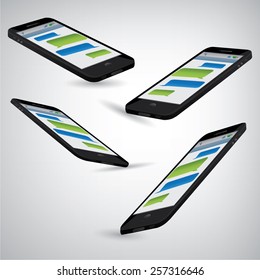 Black mobile phones graphics and message boxes,eps 10