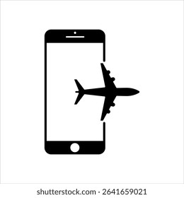 black mobile roaming icon abroad on white background