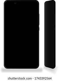 Black mobile smart phone mock up front and back view