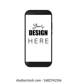 Black mobile smartphone mockup. Mockup generic device. Modern frameless smartphone isolated on white background. Cell Phone template. Vector illustration.