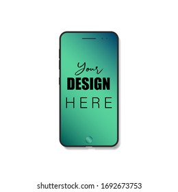 Black mobile smartphone mockup. Realistic screen. Mockup generic device. Modern frameless smartphone isolated on white background. Cell Phone template. Vector illustration.