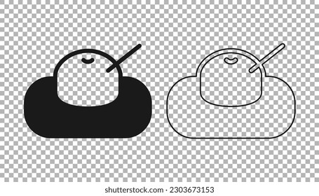 Black Mochi icon isolated on transparent background. Japanese traditional weet soft dessert. Ball of rice flour with bean paste.  Vector