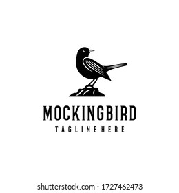 Black Mockingbird Animal Abstract Design Drawing Logo Vector Inspiration