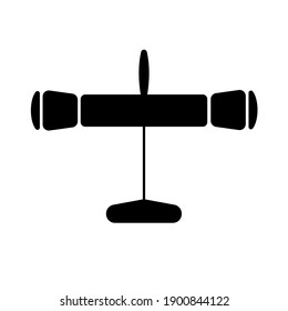 Black model airplane vector. Top view