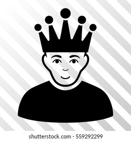 Black Moderator toolbar pictogram. Vector pictograph style is a flat symbol on diagonally hatched transparent background.