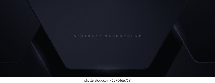 Fondo abstracto moderno negro. Banner amplio abstracto oscuro y elegante con formas geométricas negras. Ilustración del vector