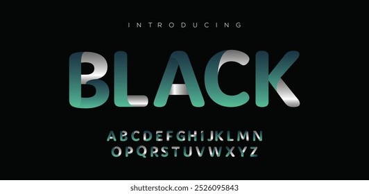 Fuente de tecnología digital abstracta moderna negra. Logo fuente creativa, tipo, tecnología, película, digital, música, película. Fuente e ilustración en formato Vector.