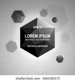 Black Modern abstract polygonal 3d logo in rhombus form vector illustration
