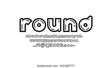 Black modern alphabet, original rounded font, trendy letters from A to Z and numbers from 0 to 9, vector illustration 10EPS