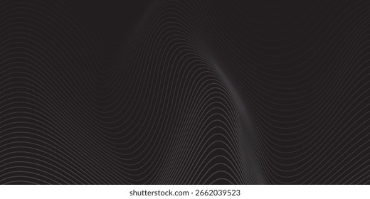 Schwarzes modernes Hintergrunddesign. Modernes wellenförmiges Linienmuster in monochromen Farben abstrakte einfache Kunst