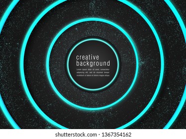 Black Modern Background with Neon Glow Turquoise Color