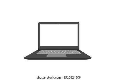 Black modern computer isolated on white background. Laptop with screen white blank. realistic vector illustation